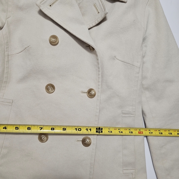 Michel Klein Paris Double Breasted Wool Blend Peacoat Coat Medium Beige - Picture 11 of 11